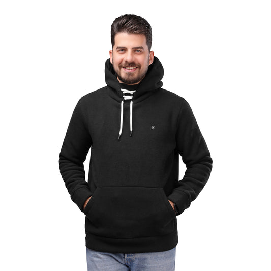 Black Cotton Hoodie Sweatshirt