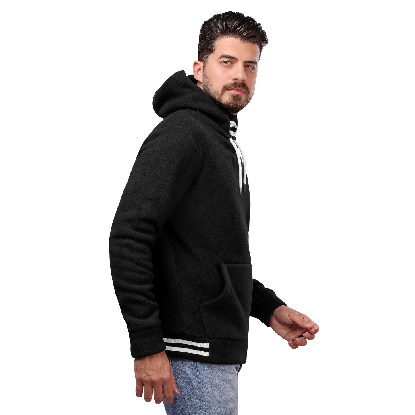 Black Cotton Hoodie Sweatshirt