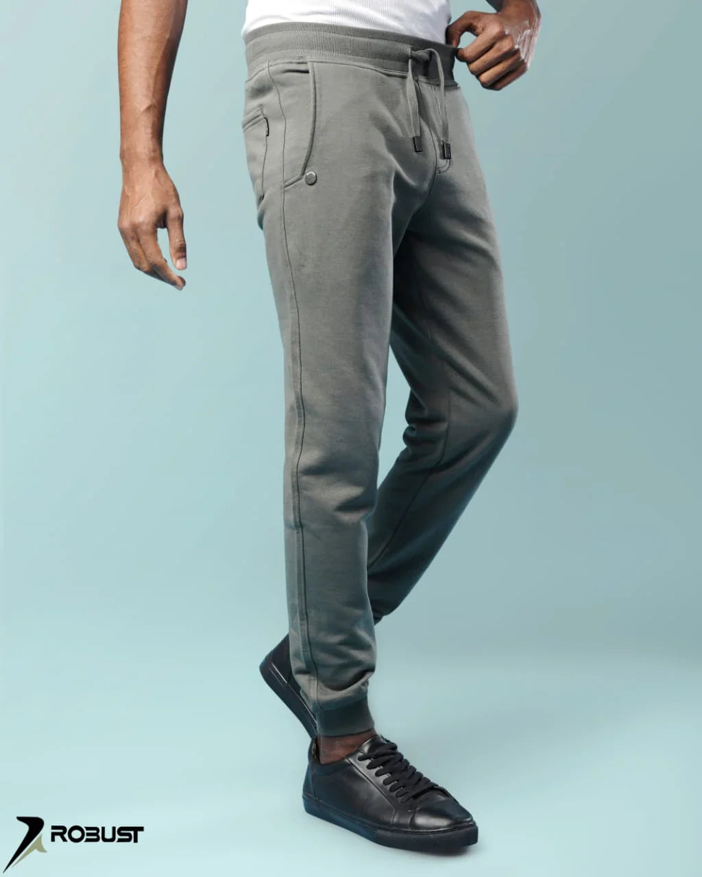 ROBUST Fit Sweatpants capsule embroider زيتي - ROBUST