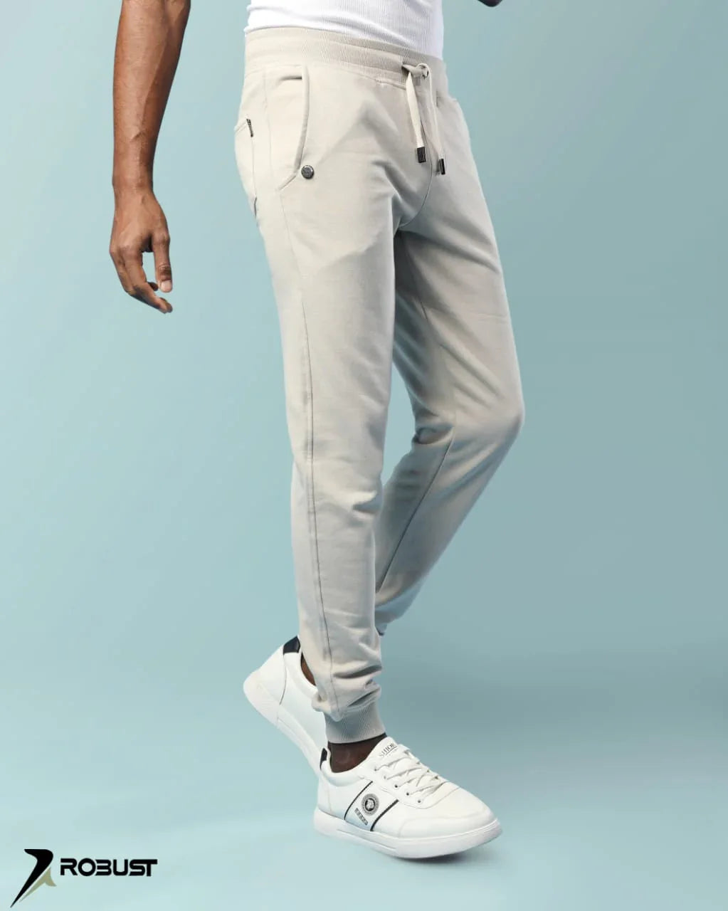 ROBUST Fit Sweatpants capsule embroider بيج - ROBUST